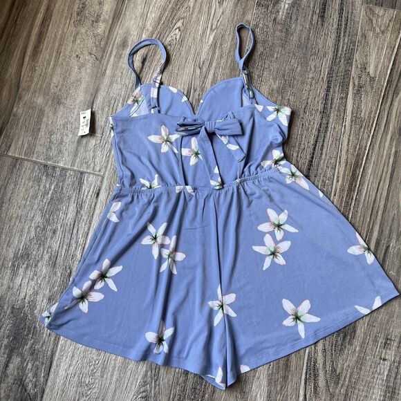 Aeropostale V Neck Sleeveless Floral Tie Back Stretch Romper Large NWT #102 - Picture 9 of 11